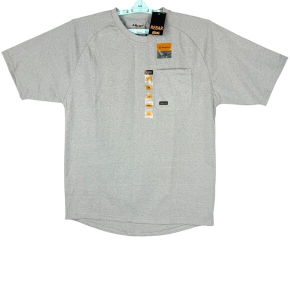 Ariat Rebar Men's Short Sleeve Crew Neck Grey Heather T-Shirt Size 2XL NWT - Picture 1 of 10